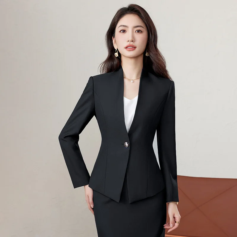 Professional Women's Suit Dress Set2025Spring and Autumn New Commuting Business Bank High-end Suit Jewelry Store Workwear