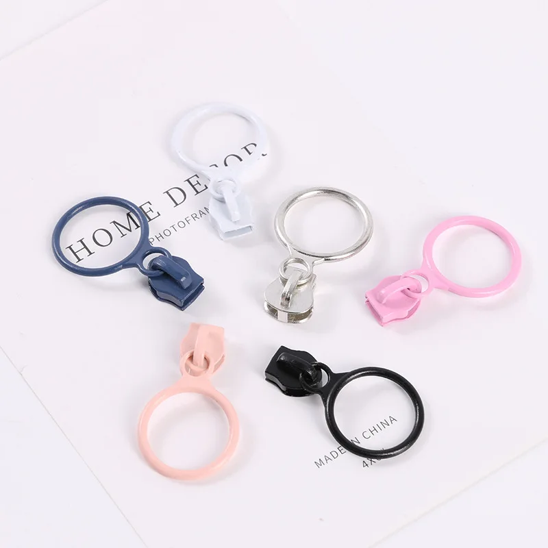 10Pcs/Lot 3# Resin Nylon Zipper Sliders Circle Zipper Puller For Home Textile Bags Sewing Zipper Slider Accessories