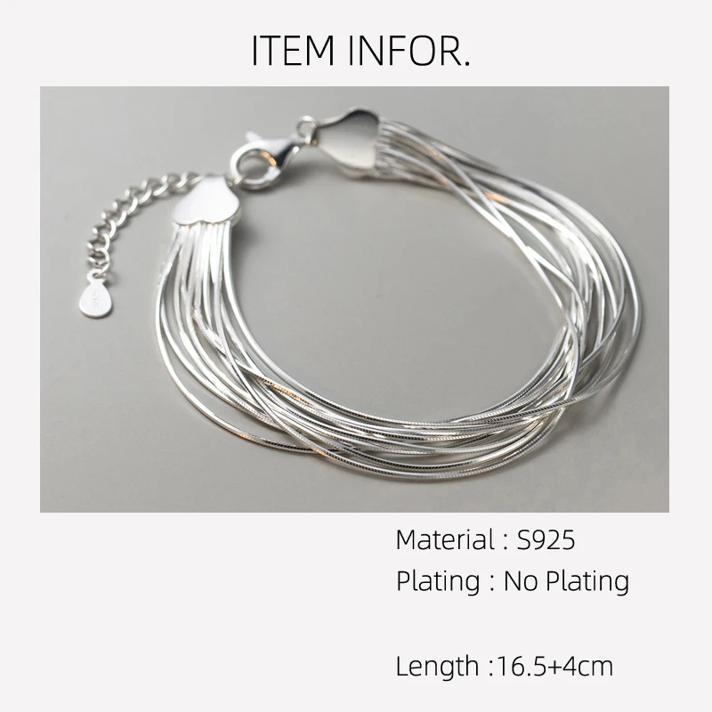 La Monada 16.5+4cm Simple Multilayer Bracelets For Women Silver 925 Snake Chain Minimalist Sterling 925 Silver Women\'s Bracelet