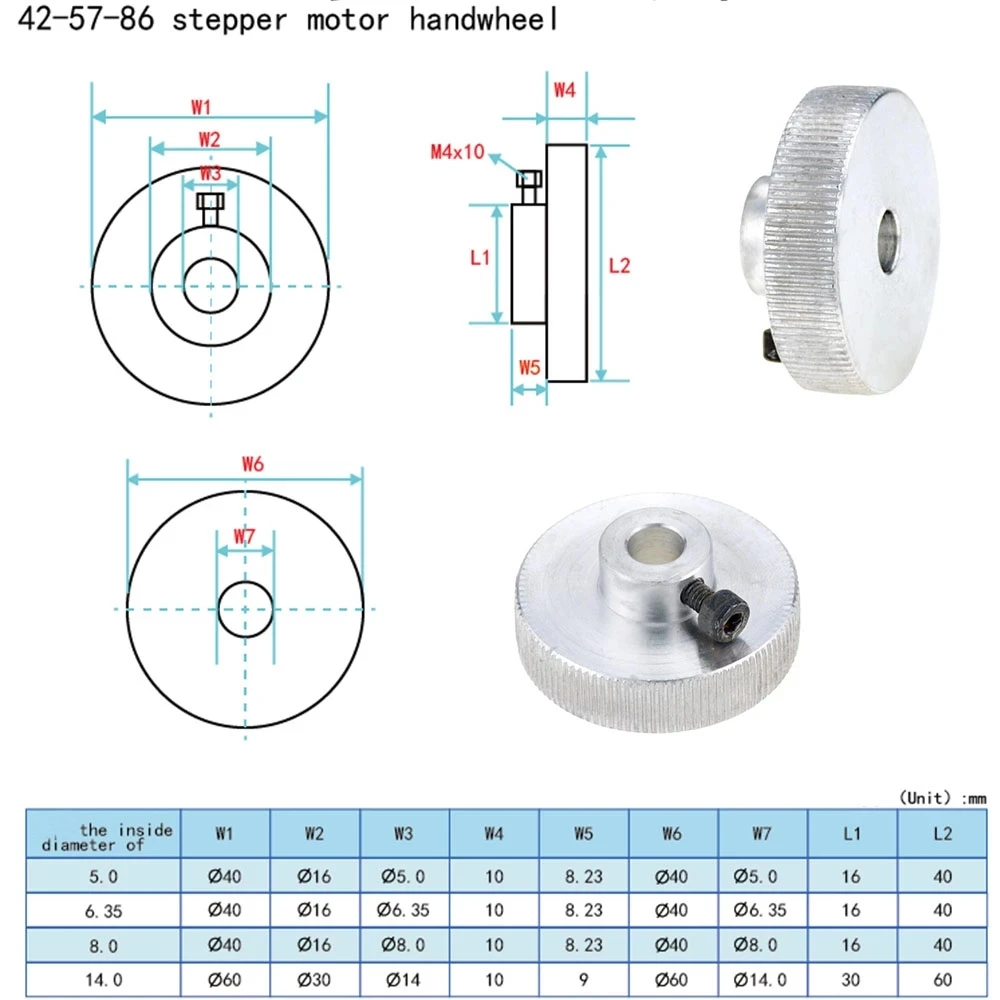 42 57 86 Stepper Motor Handwheel Jog Knob 5mm 6.35mm 8mm 14mm Inner Hole Motor Shaft Special Positioning Hand Wheel