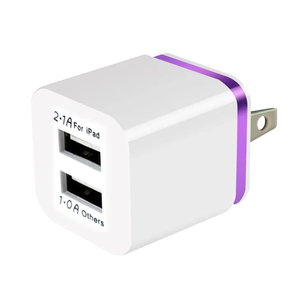 100 قطعة الولايات المتحدة التوصيل USB الجدار شاحن المزدوج ميناء 2.1A 1A شحن سريع كتلة محول آيفون 16 15 سامسونج محول الهاتف المحمول