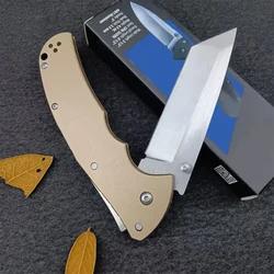 Champagne Cold Outdoor Folding Pocket Knife D2 Steel Tanto Blade Aluminum Alloy Handle Outdoor Hunting Hiking Camping Tool