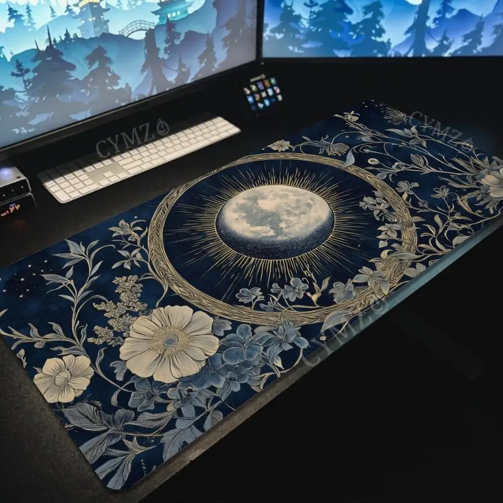 

Готический большой коврик для мыши с фазой загадочной луны, настольный коврик, игровые коврики, противоскользящие прочные офисные аксессуары, коврик для клавиатуры и мыши
