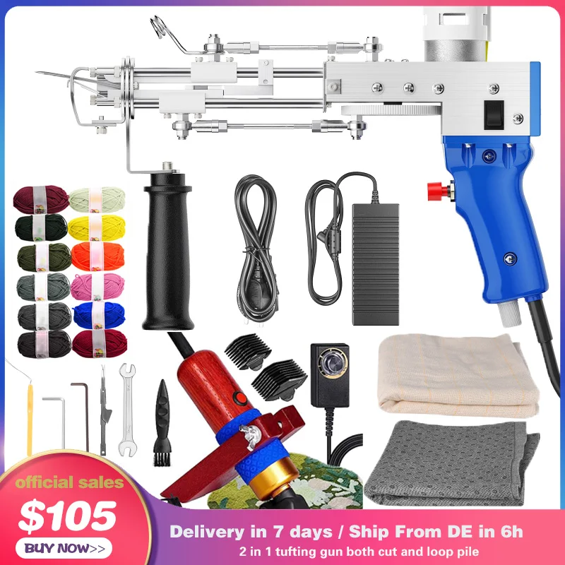 Arma de tufos 2 em 1 conjunto de pilha de laço de corte ferramentas diy tapete elétrico tapis tecelagem tricô tufos arma tecelagem reunindo máquina