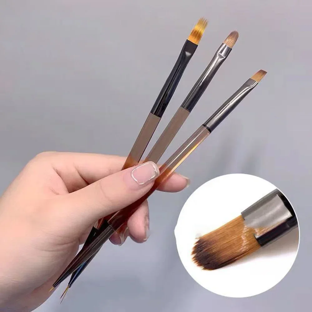 3 pz/set pennello per nail art a doppia testa striscia francese gel UV fototerapia pennello per smalto intaglio penna per pittura floreale manicure