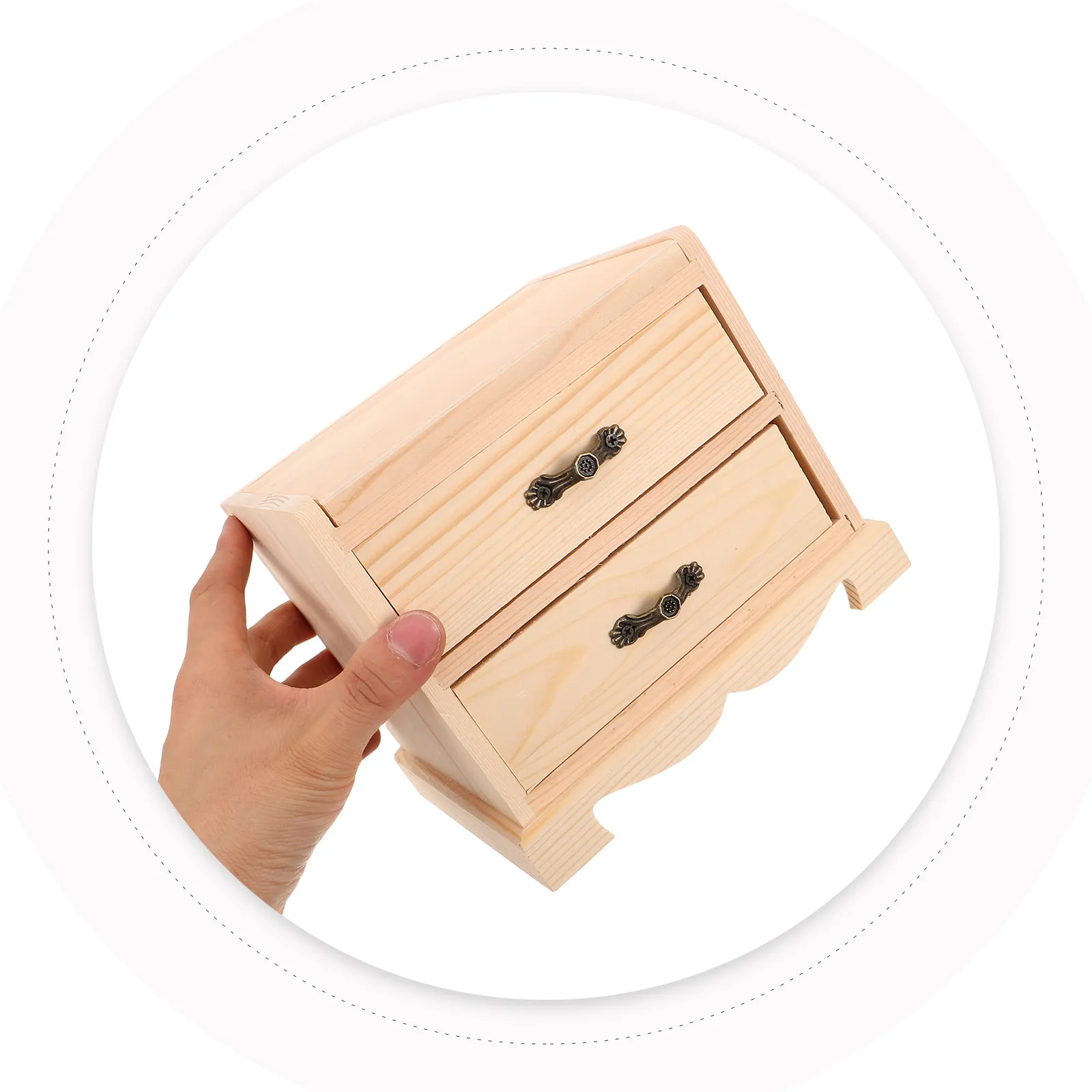 

Деревянная шкатулка для украшений с зеркалом, 2-уровневый органайзер с выдвижными ящиками для ожерелий, колец, браслетов, серег, в деревенском стиле, для туалетного столика, подарки