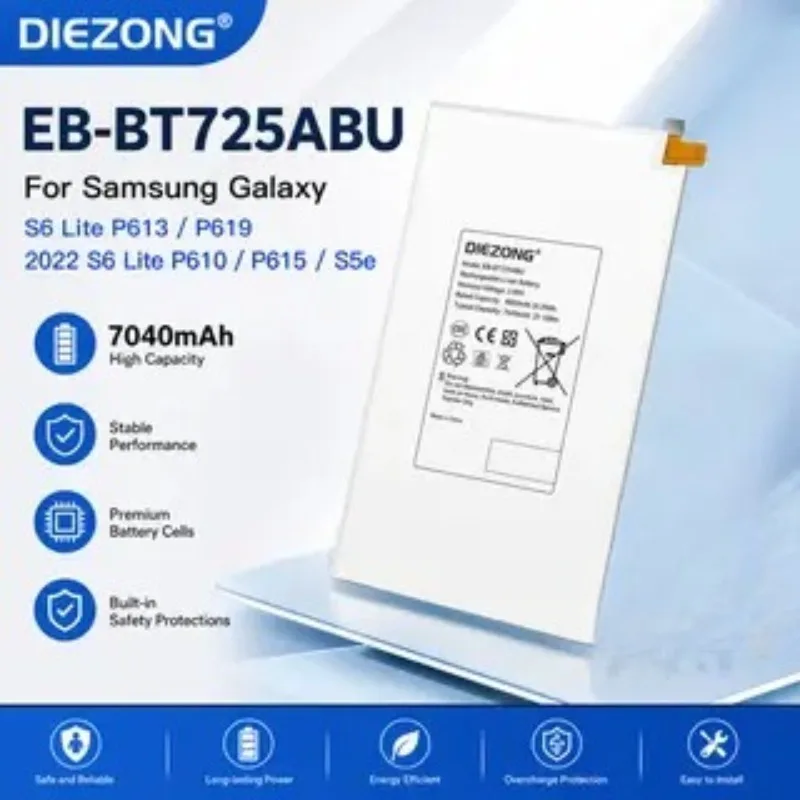 

7040mah EB-BT725ABU Tablet Battery for Samsung Galaxy S6 Lite P613 P619 2022 S6 Lite P610 P615 S5e Rechargeable Battery