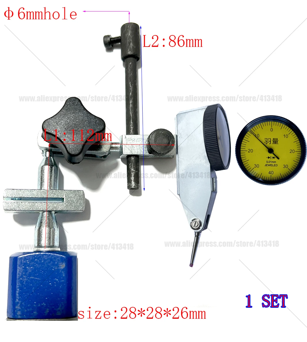 Hot Meetklok 0-10mm Universele Magnetische Stand Basishouder 0-0.8mm 0-0.2mm Wijzerplaat Test Comparator voor Apparatuur Kalibratie