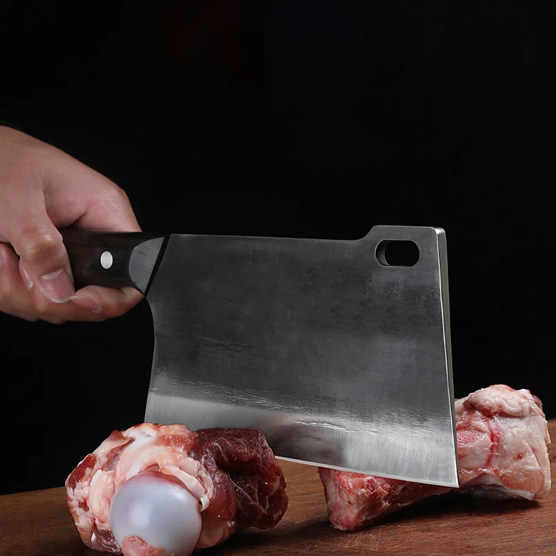 7.5 Inch Chop Knife Wood Handle Stainless Steel Blade Sharp Machete Cleaver Hatchet Kitchen Knives Big Bone And Poultry Tools