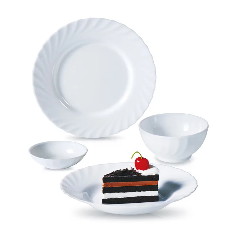 

Tableware White jade glass dishes Tableware set Household rice bowl Soup bowl Noodle bowl Large plate meal