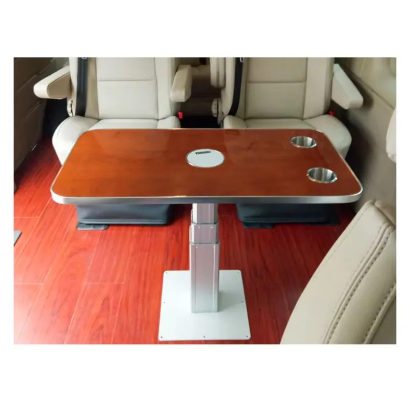 Car Multifunctional Lift Table Multi-layer Wooden Table With Drink Food Cup Tray Holder