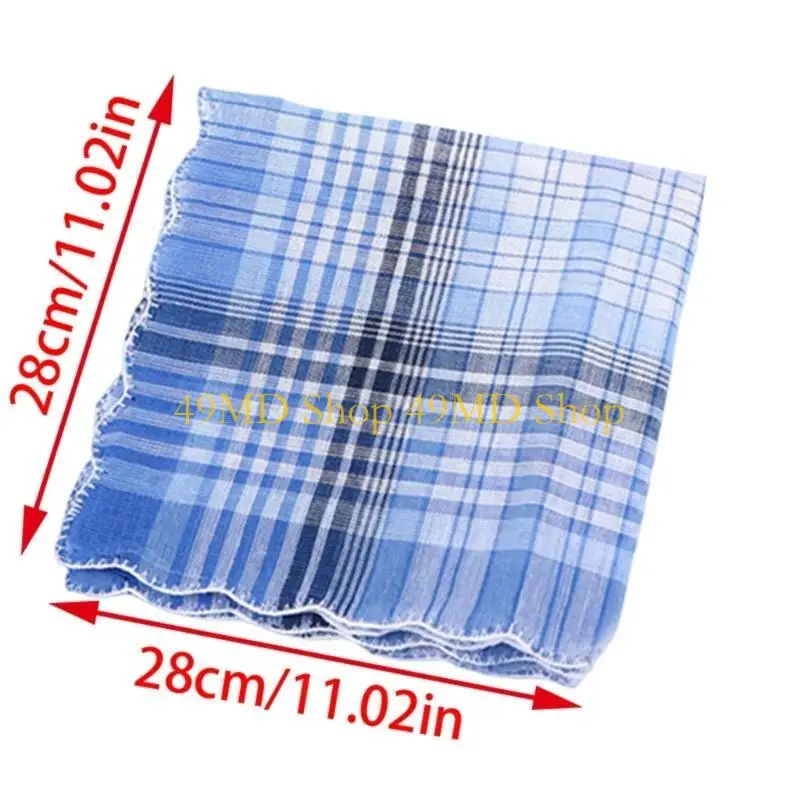 49MD 5PCS Plaids Handkerchief for Women Man HighAbsorbent Sweat Towel Travel Towel