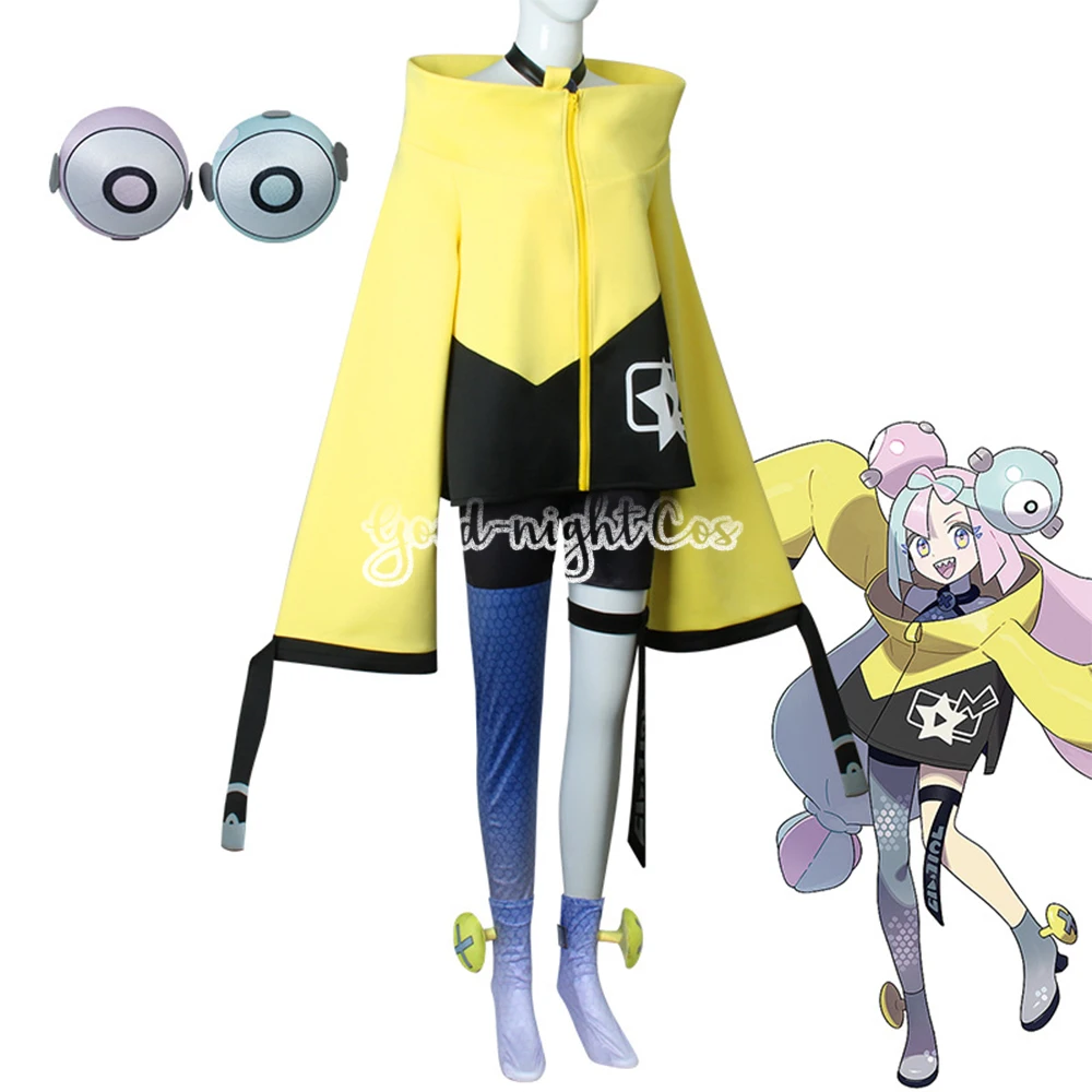 Game Scarlet And Violet Iono Cosplay Costume Two-tone wig Lovely  lively Outfits Female Halloween Party Anime Iono Role Play