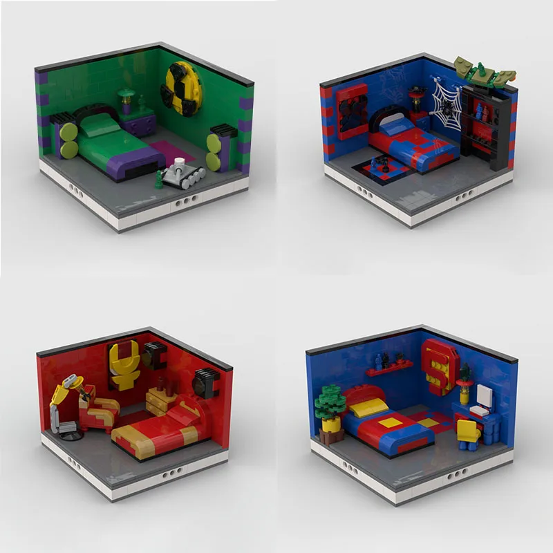 281PCS MOC Super Heroes Room Design Kreative bausteine Pädagogisches spielzeug Modulare geschenke Ornamente