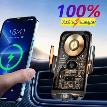 Wireless charger car air vent stand phone holder for iPhone 12 13 14 15 Pro Huawei Mate 60 Pro magnetic USB super fast charging