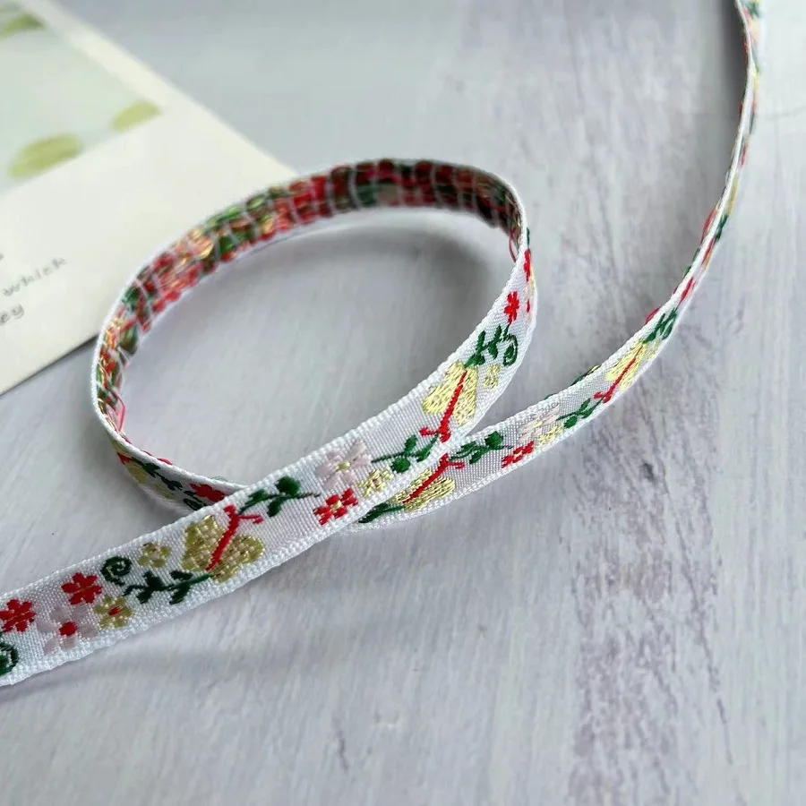 20 Yards/lot Ethnic Style Webbing Woven Jacquard Ribbon Butterfly flowers for Garment accessories  LS-2221 Width 1 CM