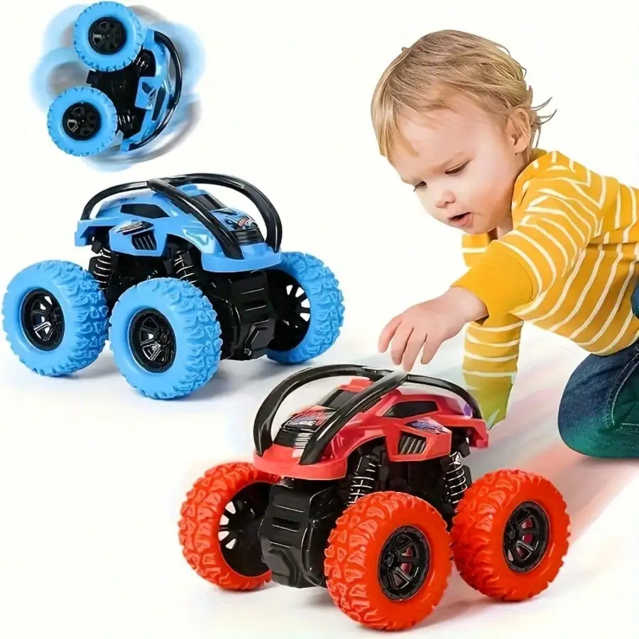 

2-Pack Inertia Truck Set, 360° Rotating Off-Road Car, Impact Resistant Toy Gift for Boys