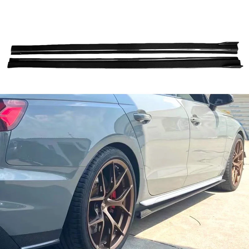 High-end Custom Body Kit For Old-to-New ConversionA4 S4 High Quality KB Style Carbon Fiber Side Skirt Side Bumper Lip Side Separ