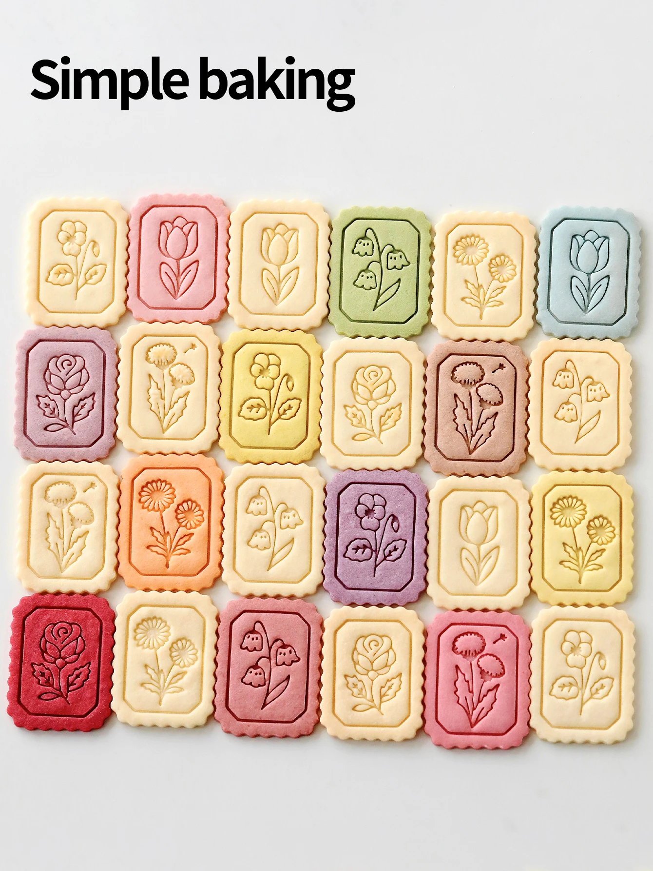 Vintage Flower Photo Frame Cookie Cutter Stamp 3D Rose Tulip Lily Daisy Biscuit Mold Kitchen Baking Supplies Clay Mold Gift