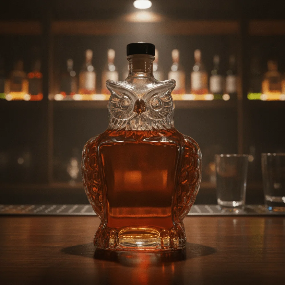 Creative Glass Owl Shape Wine Decanter 350 ML Transparent Animal Wine Dispenser with Stopper Vintage Wine Bottle Banquet