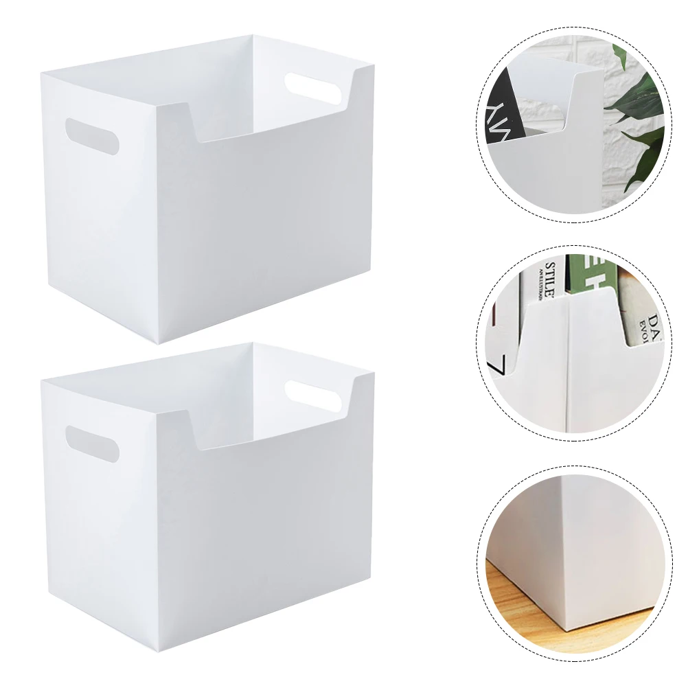 2pcs Storage Boxes Dual-Handle Book Organizers Household Plastic Containers Desktop Adornment File Holders Home
