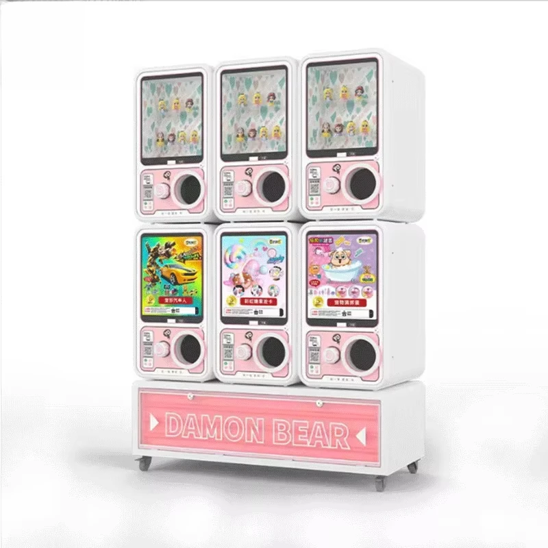 Baby Bear Commercial Metallic Coin Operated Gachapon Machine 75-100mm Capsule Toy Vending Machine with Bill Acceptor