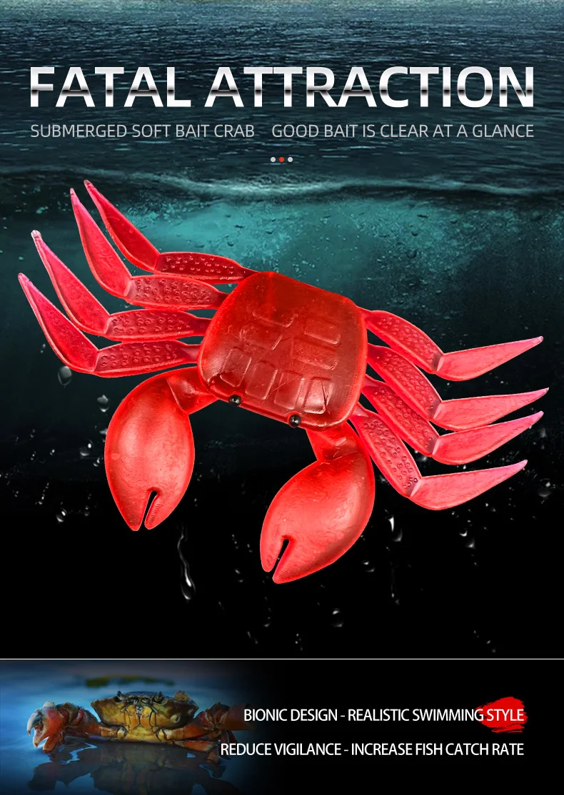 ShareShark 6 Stück/Beutel Weiche Krabben-Angelköder 8cm Künstlicher Krabbenköder 3D-Simulation Süßwasser-Krabben-Weichköder zum Angeln – Detail 5
