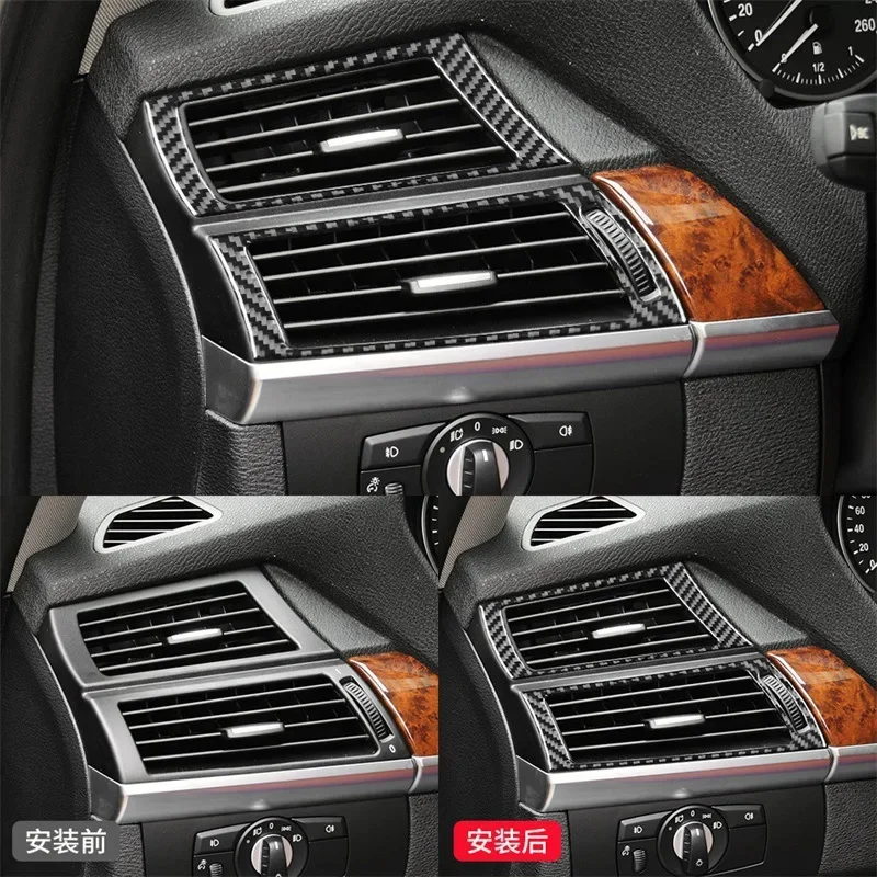 FOR BMW X5 E70 E71 X6 Carbon fiber pattern Air conditioning side air outlet frame Automotive interior modification