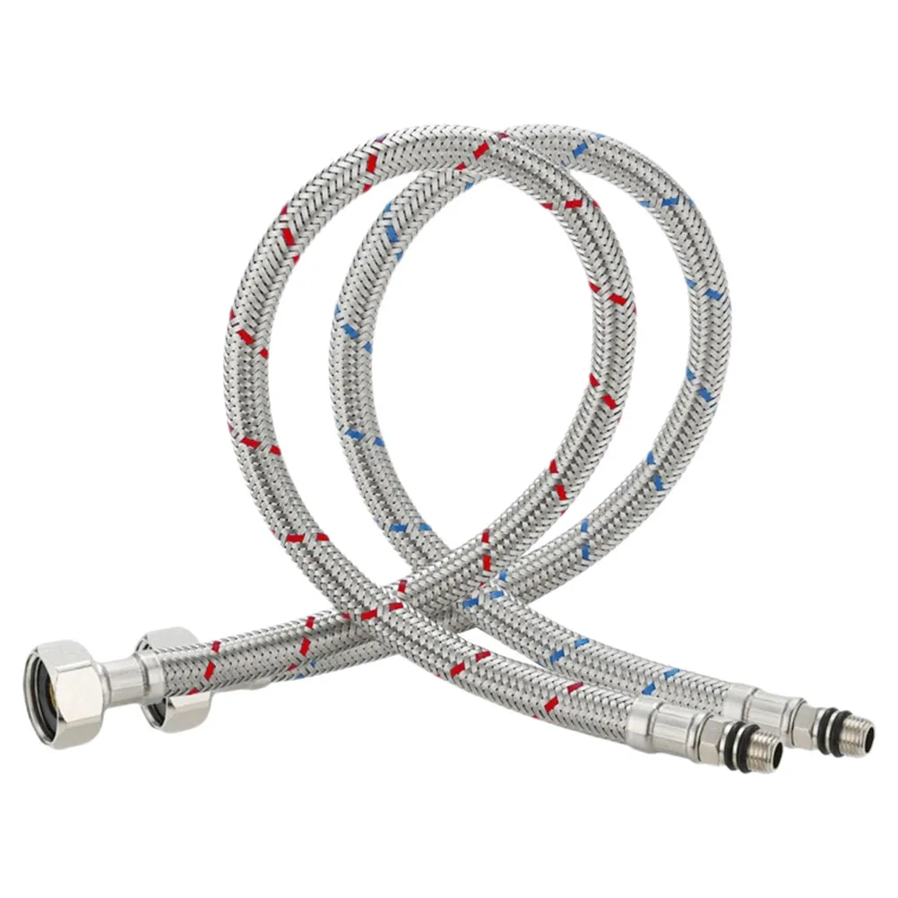 2Pcs Stainless Steel Braided Hose Flexible Water Line for Kitchen Bathroom Faucet Supply Connector Faucet Hose