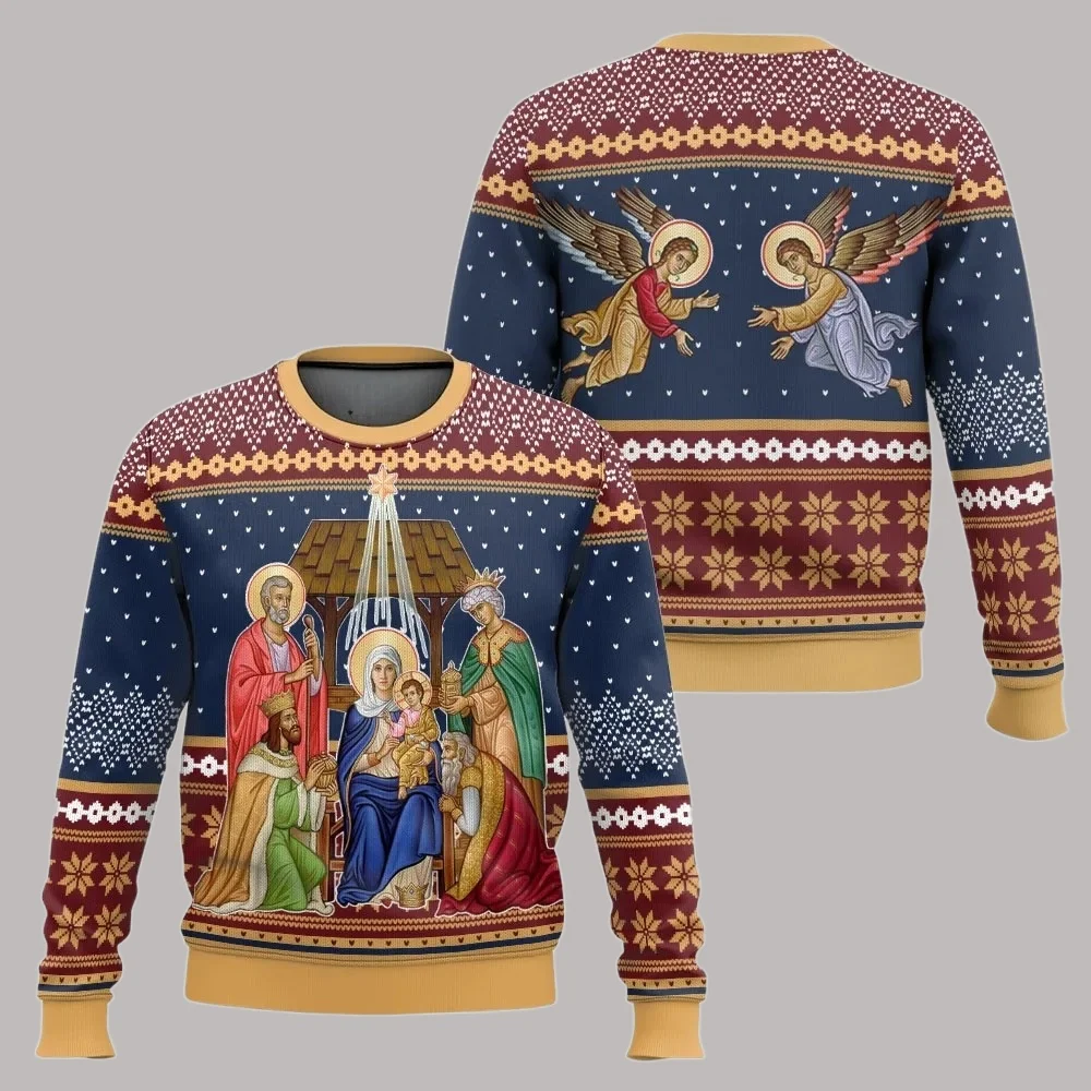 الرجال النساء القبيح عيد الميلاد البلوز يسوع سترة ثلاثية الأبعاد مطبوعة الأرثوذكسية الجرافيك البلوزات القمم ملابس جديدة للجنسين دروبشيبينغ #1