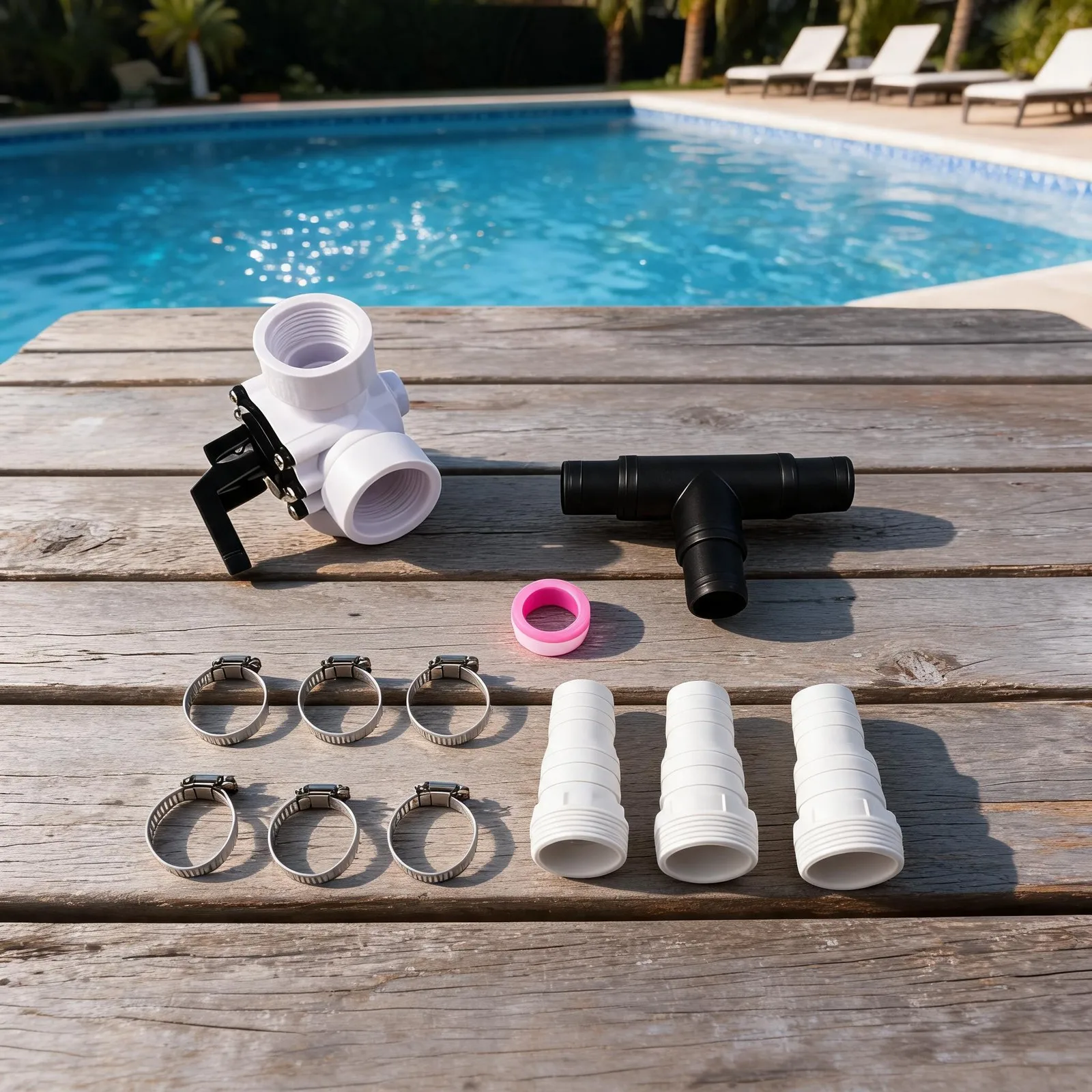 

1 1/2 Inch 3 Way Diverter Valve Slip Fit For Swimming Pool And Spa Water Flow Control System PVC Material With Hose Clamps Conne
