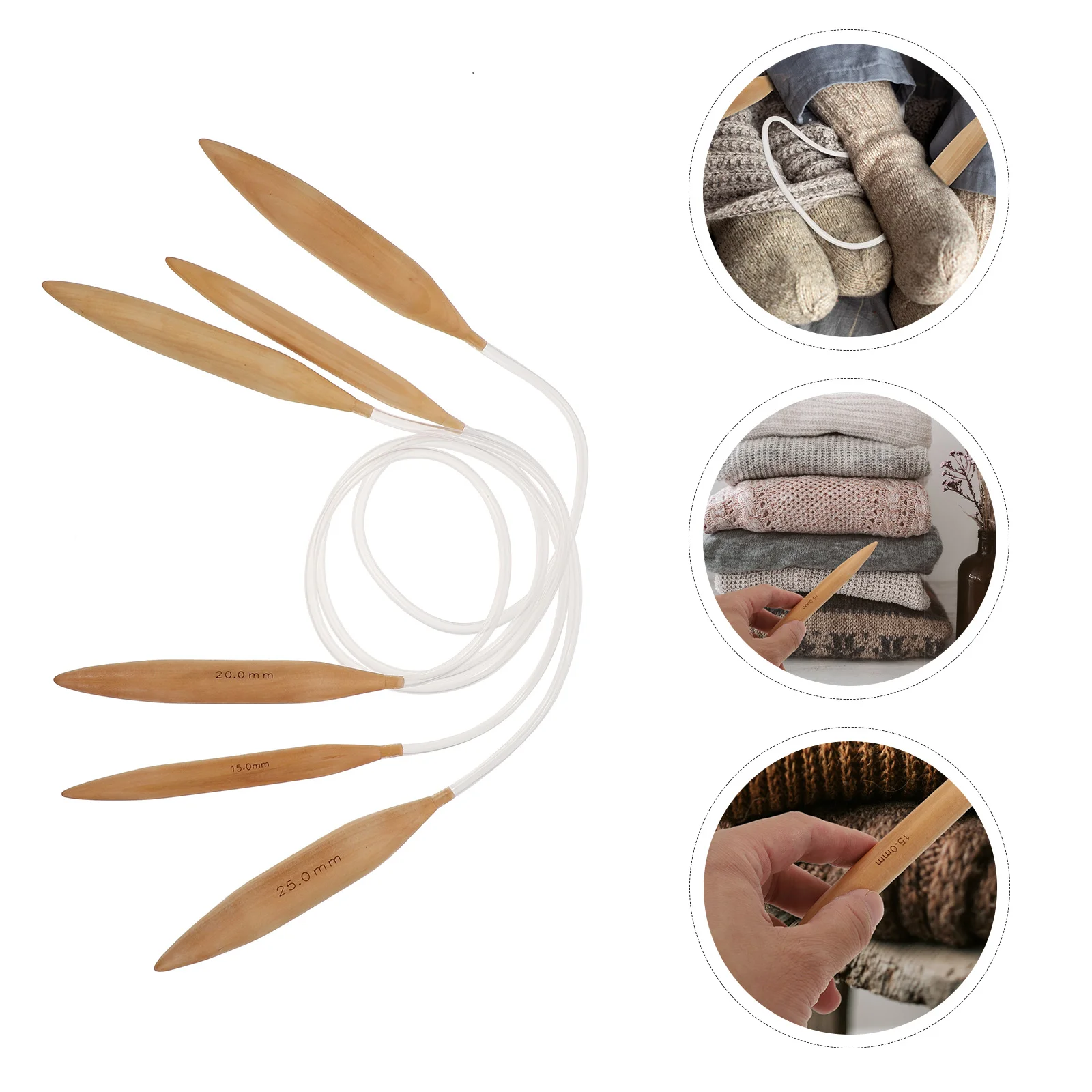 Suministros de agujas de tejer Extra gruesas, varillas, herramientas de madera, agujas portátiles, gancho de ganchillo, palos simples de lana gruesa, 3 uds.