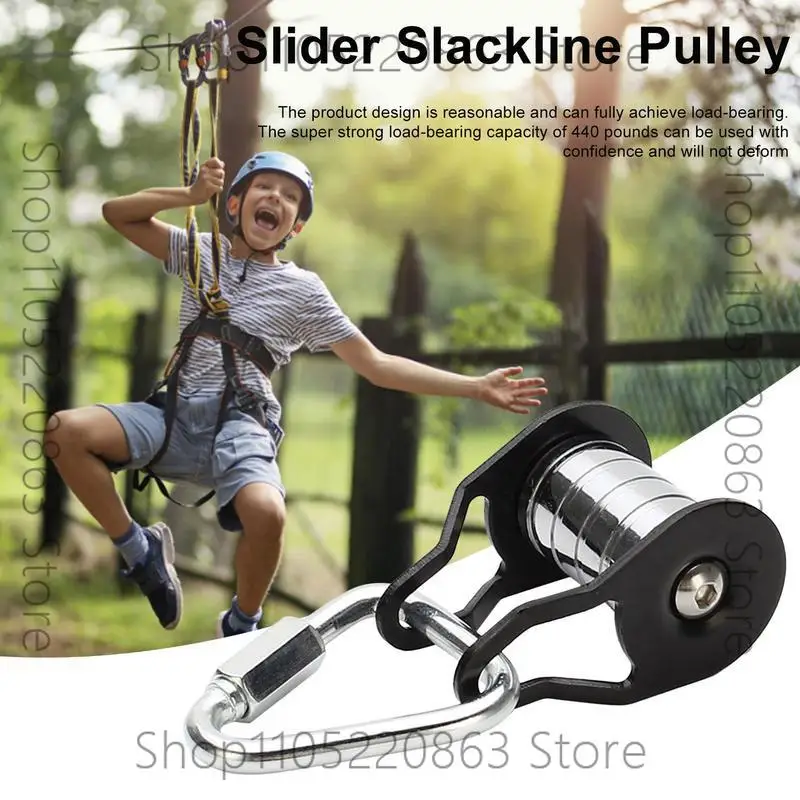 

5 Roller Steel Slackline Pulley Slider Bearing Tension Pulley For Climbing Zipline Training Rescue Equipment Accessories