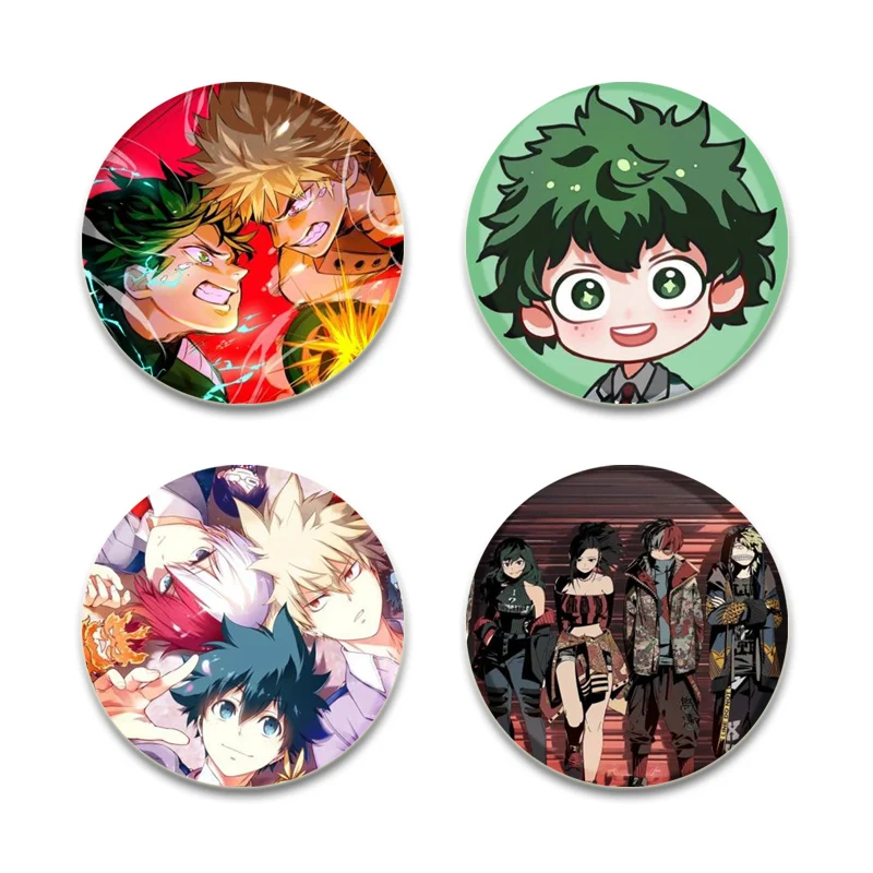 Anime Badge Midoriya Izuku/Bakugou Katsuki/Todoroki Shoto Brooches Fashion Cartoon Pins for Bag Clothes Accessorie Handmade Gift