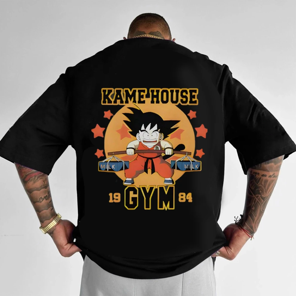 

Oversized Dragon Ball Goku Gym Graphic T-Shirt Summer Y2k Casual Men's Clothing Women Short Sleeved Tee Streetwear Couple Tops