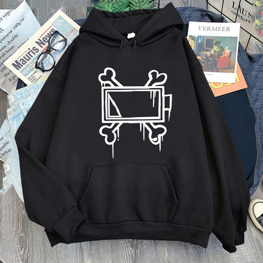 Game Murder Drones Uzi Doorman Cosplay Hoodie Costume Unisex Bone Print Sweatshirt Casual Long Sleeve Hoodies Black Clothes