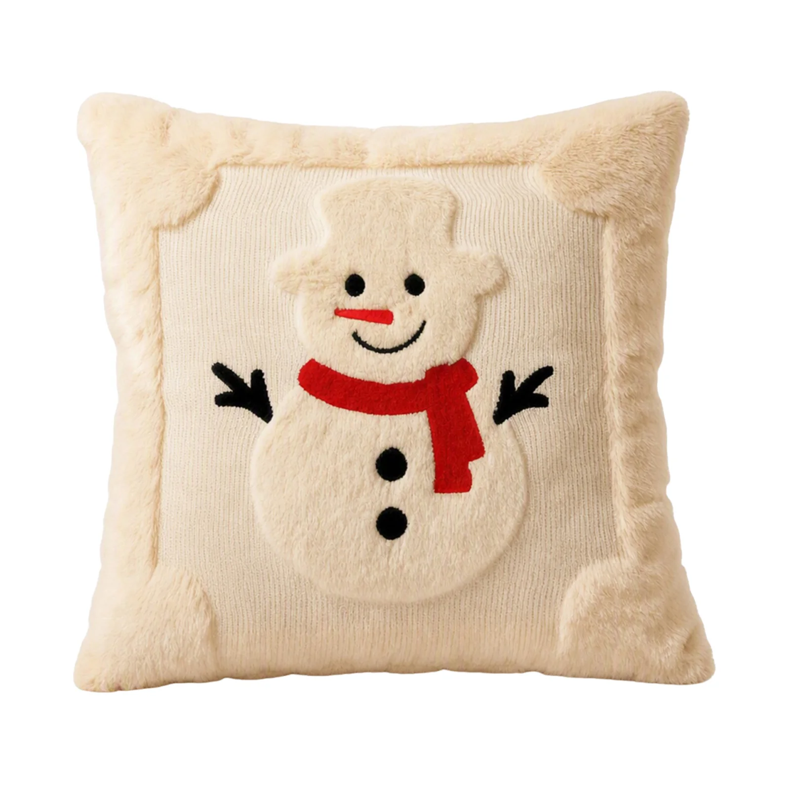 Holiday for SNOWMAN Plush Cushion Cover 18x18 Inch Christmas Throw Pillow Case Hidden Zipper Sofa Bed Decor