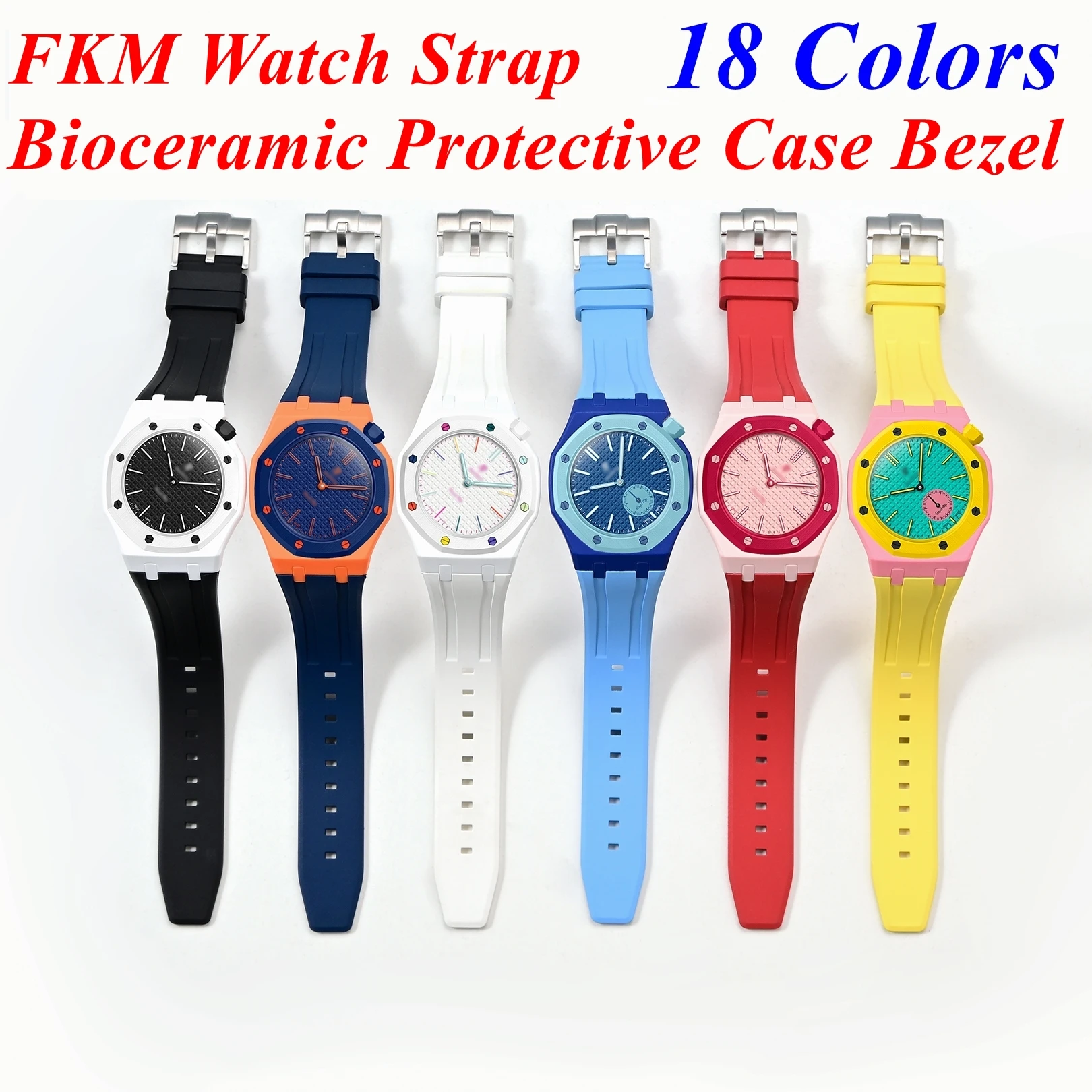For Audemars Piguet AP x Swatch Royal POP Pocket FKM Watch Strap Bioceramic Protective Case Bezel Watchand Replacement Bracelet