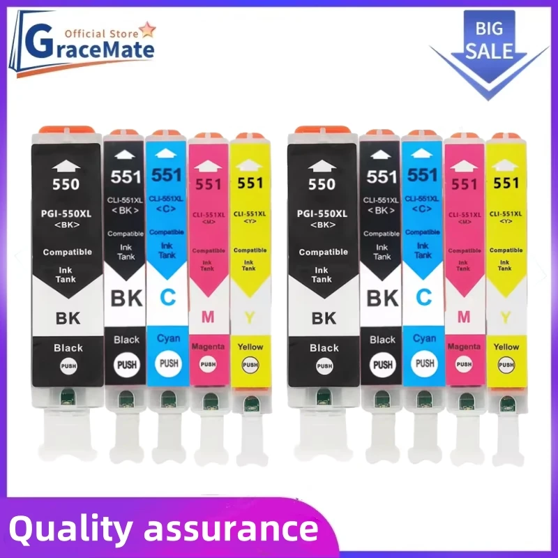 GraceMate PGI550 CLI551 Compatible Ink Cartridges PGI-550 CLI 551 PGI-550 CLI-551 For Canon MG6350 MG7150 IP8750 Ip7250 printers