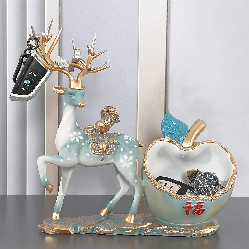 

Luxury, new Chinese style, Zhaocai deer decoration, shoe cabinet, doorway, key storage box at the entrance, home decorations, gi