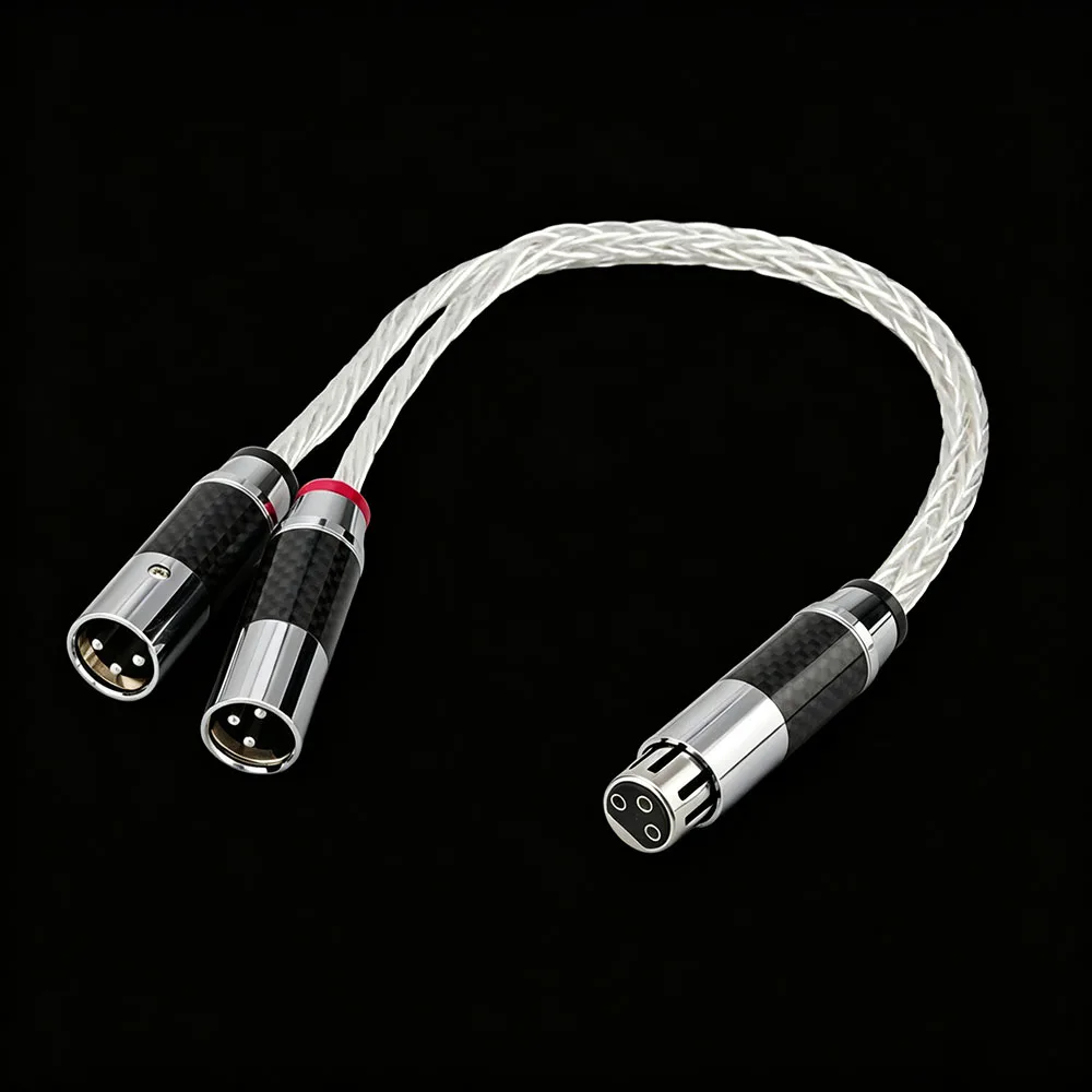 8AG Silver Plated XLR Female/male to Dual XLR Male/female Y Splitter 3Pin Balanced Microphone Cable Rhodium Plated XLR Plug HIF