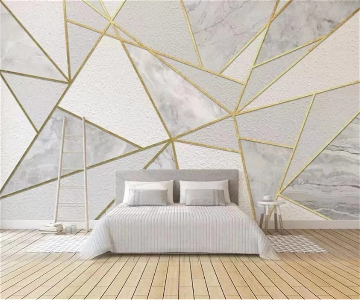 Custom size mural modern simple abstract geometric lines marble background wallpaper home decoration 3d wallpaper painting