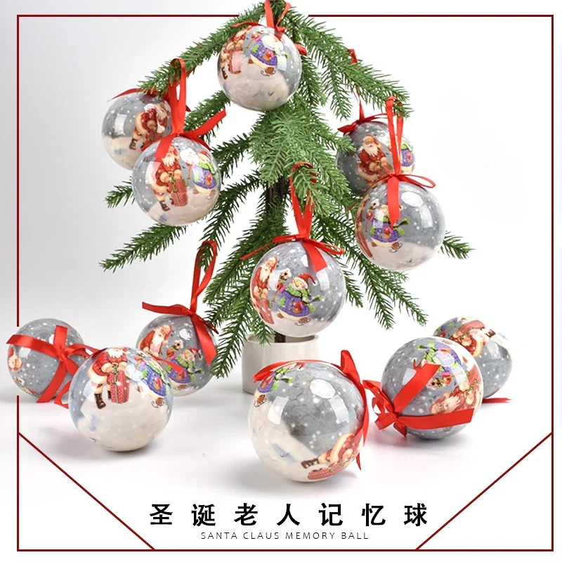 Christmas decoration supplies scene layout dress up 75MM paper bag printing ball pendant shopping mall window memory