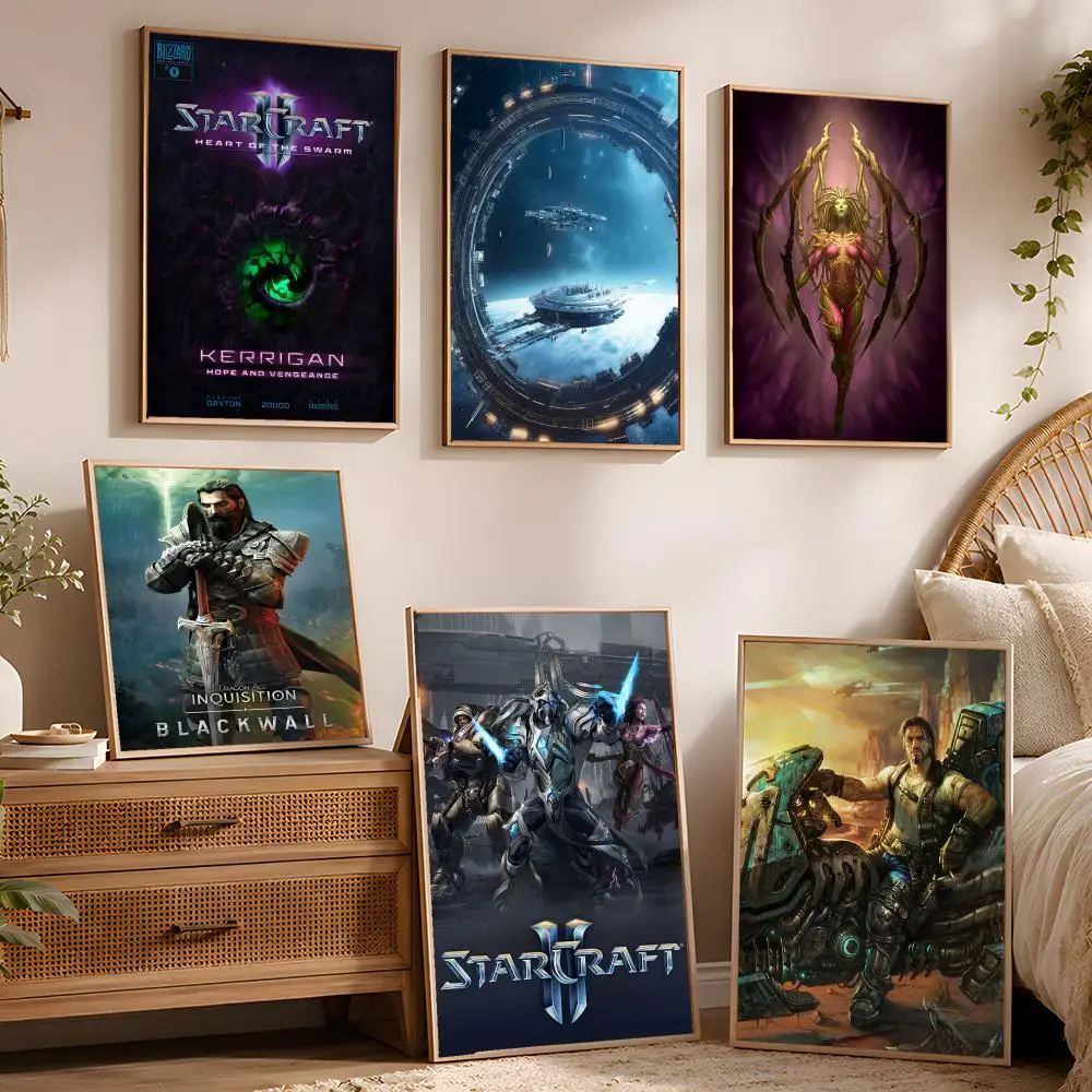 Постер для игры S-Starcraft, водонепроницаемый, самоклеящийся, HD, современный декор для стен спальни, гостиной, общежития, офиса, кухни