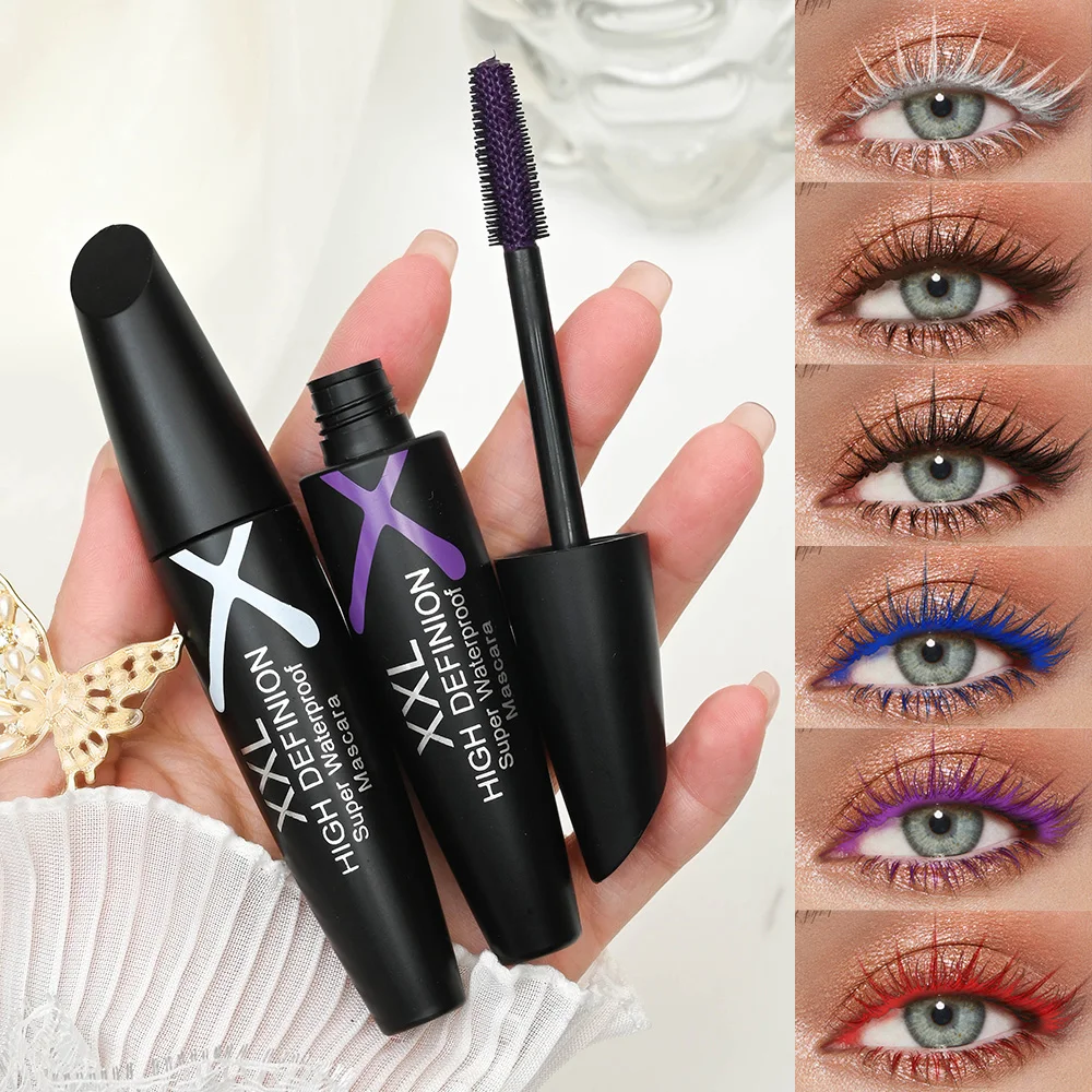 SHEDOES 6 kleuren levendige mascara regenboog waterdichte mascara vezel wimper, hoge kleurweergave