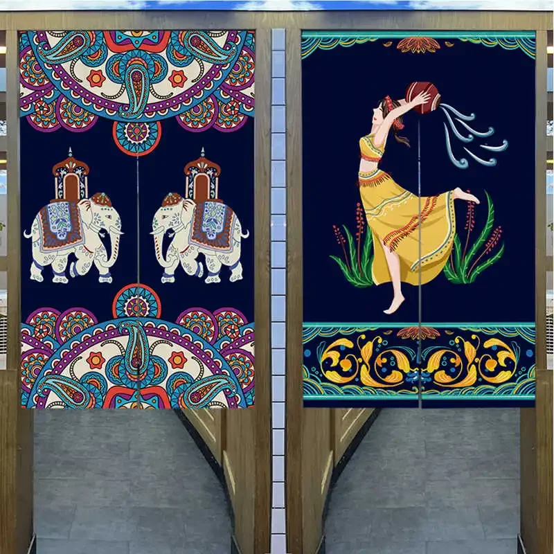 Chinese Auspicious Eight Treasures Door Curtain Wind Fabric Door Curtain for Kitchen Half Bedroom toilet Anti Fouling Customized