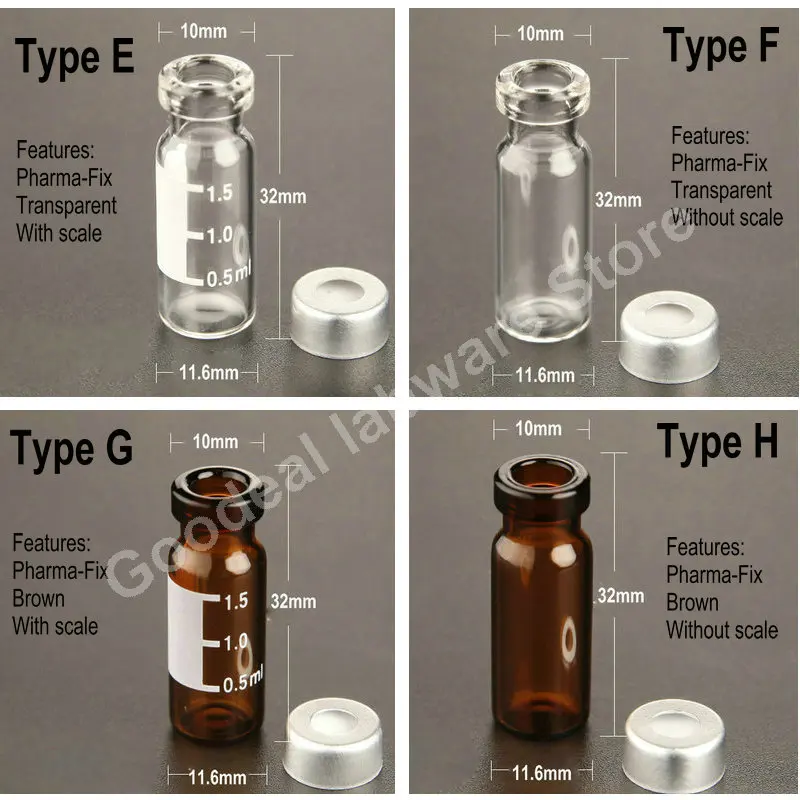 Lab 1.5/2ml przezroczysty/brązowy szklany Headspace butelka próbka płynna fiolka do zastrzyków chromatografia fiolka podkładka silikonowa butelka z