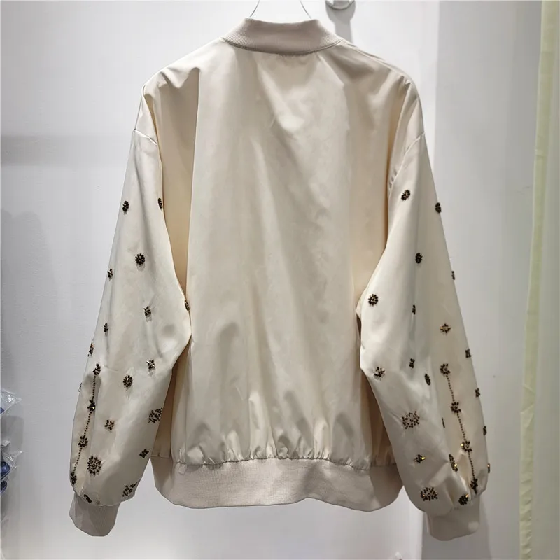 HKSH Women Jacket Heavy Embroidered Flares Design Vintage Loose Niche Stylish Stand Sollar Zipper Coat Spring Autumn New HK26759