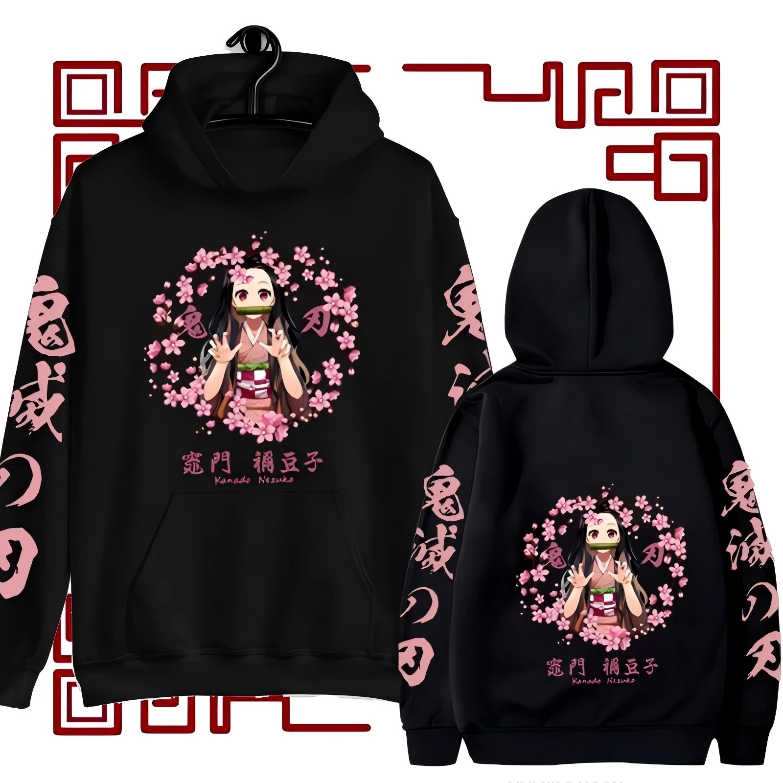 Anime Demon Slayer Hoodie Pullovers Sweatshirts Muichiro Tokito Graphic Printed Tops Casual Hip Hop Streetwear