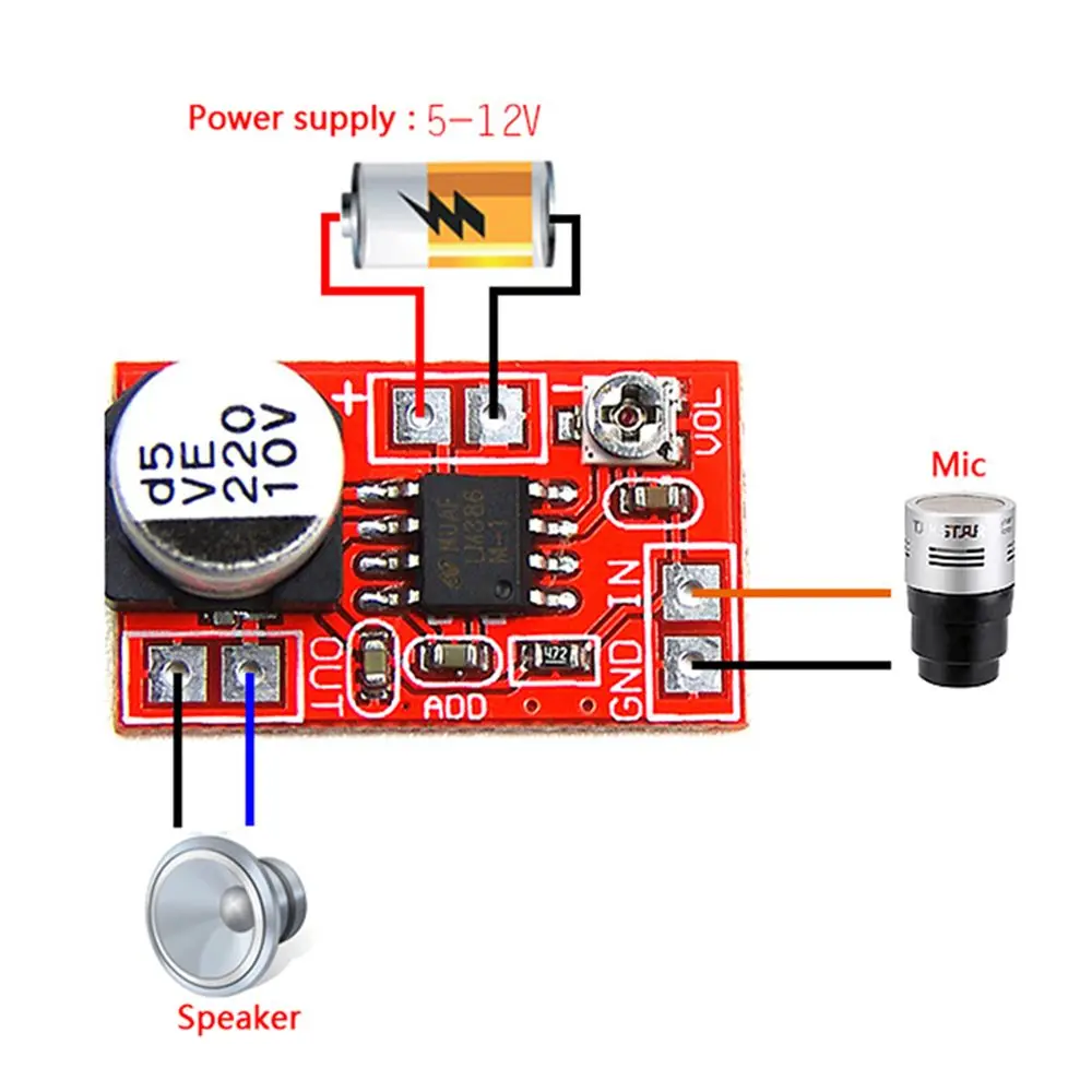 Universal Adjustable DC 5V-12V Mini Microphone MIC Condenser Amplifier Board Micro Electret